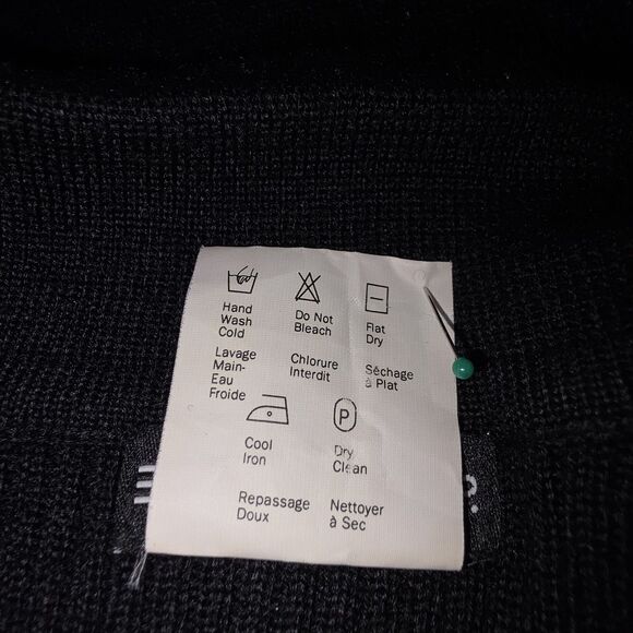 Espirit De Corp Womans Black Large Ribbed Sweater Collar V Neck 30% Wool - Picture 4 of 4